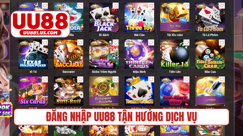 Đăng nhập UU88 để tận hưởng mọi dịch vụ độc đáo