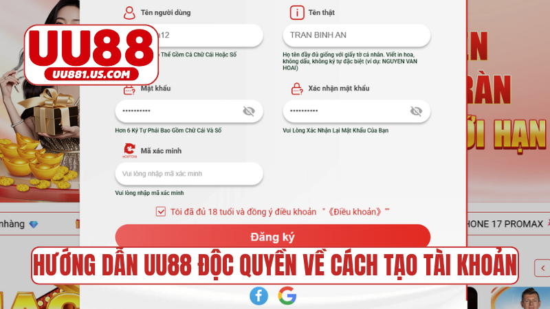 Hướng dẫn UU88 độc quyền về cách tạo tài khoản